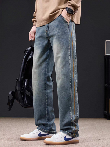 Trackline Fade Wide-Leg Denim Trouser Pant