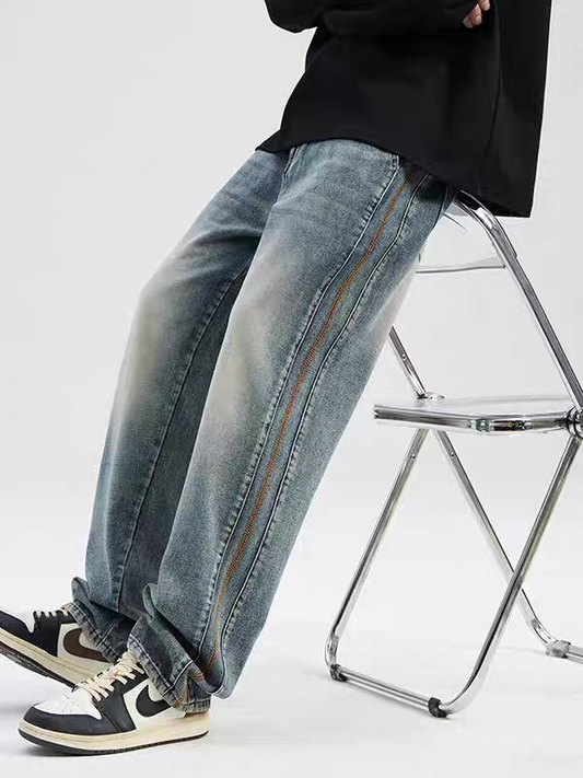 Trackline Fade Wide-Leg Denim Trouser Pant