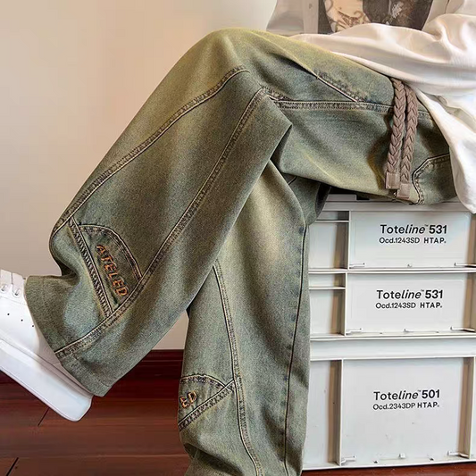 Arcfield Vintage-Wash Wide-Leg Denim Jeans
