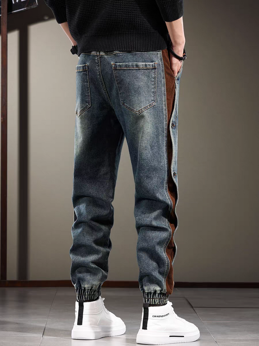 Rivetline Contrast-Panel Denim Joggers